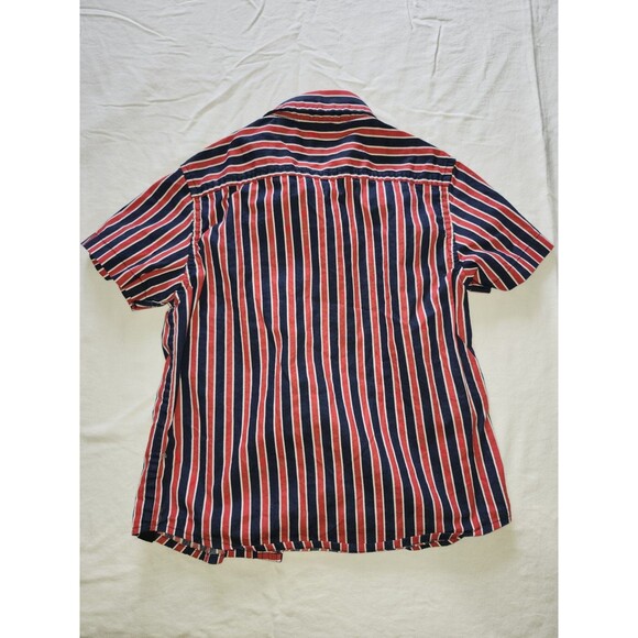 Kenneth Cole Boys Blue Red Striped Button Down Shirt Size 5 Long Sleeve - Picture 3 of 3
